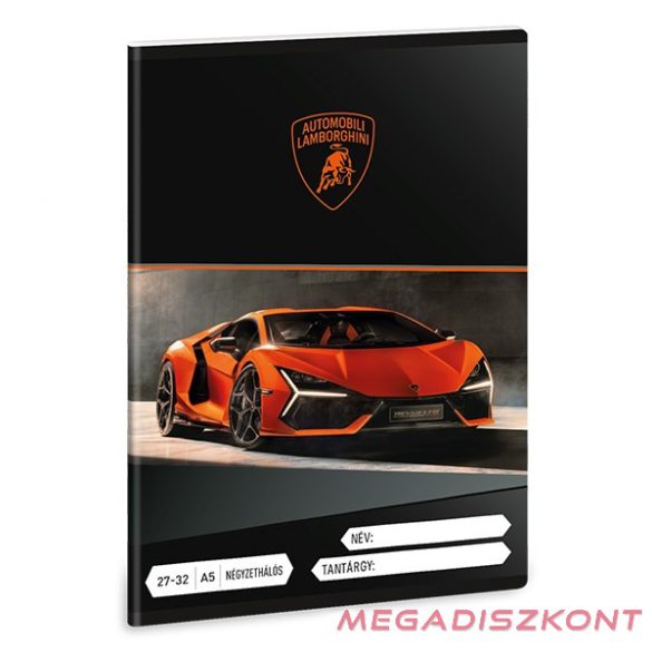 Füzet kockás ARS UNA A/5 32 lapos 27-32 Lamborghini narancssárga