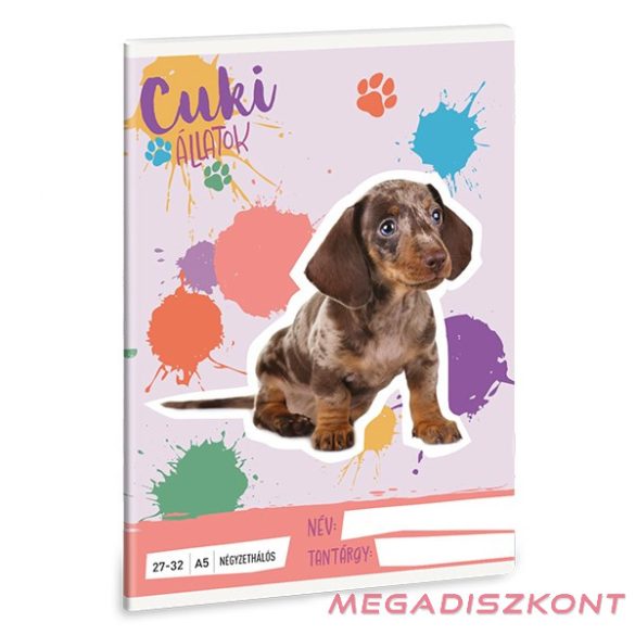 Füzet kockás ARS UNA A/5 32 lapos 27-32 Cuki-Harlekin tacskó