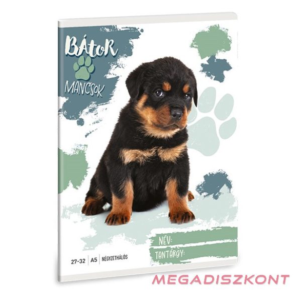 Füzet kockás ARS UNA A/5 32 lapos 27-32 Bátor mancsok-Rottweiler
