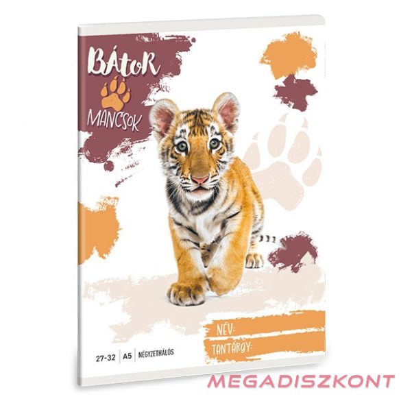Füzet kockás ARS UNA A/5 32 lapos 27-32 Bátor mancsok-Tigris