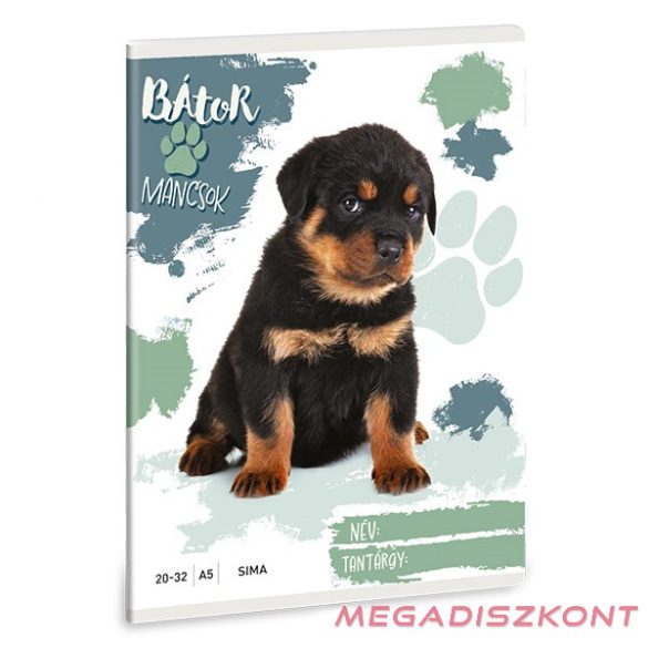 Füzet sima ARS UNA A/5 32 lapos 20-32 Bátor mancsok-Rottweiler