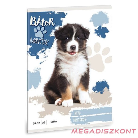 Füzet sima ARS UNA A/5 32 lapos 20-32 Bátor mancsok-Ausztrál juhászkutya