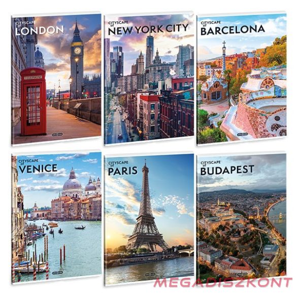 Füzet vonalas ARS UNA A/4 40 lapos Extra kapcsos Cityscape