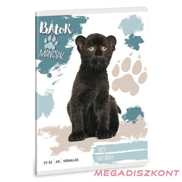 Füzet vonalas ARS UNA A/5 32 lapos 21-32 4-8.osztályos Bátor mancsok-Fekete párduc