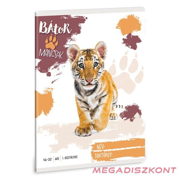 Füzet vonalas ARS UNA A/5 32 lapos 14-32 1.osztályos Bátor mancsok-Tigris