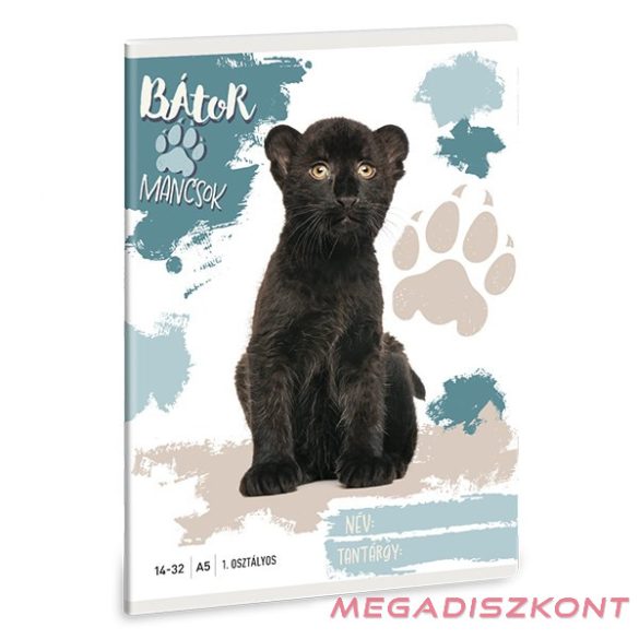 Füzet vonalas ARS UNA A/5 32 lapos 14-32 1.osztályos Bátor mancsok-Fekete párduc