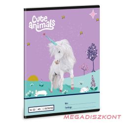   Füzet vonalas ARS UNA A/5 32 lapos 16-32 2.osztályos Cute Animals-Unicorn