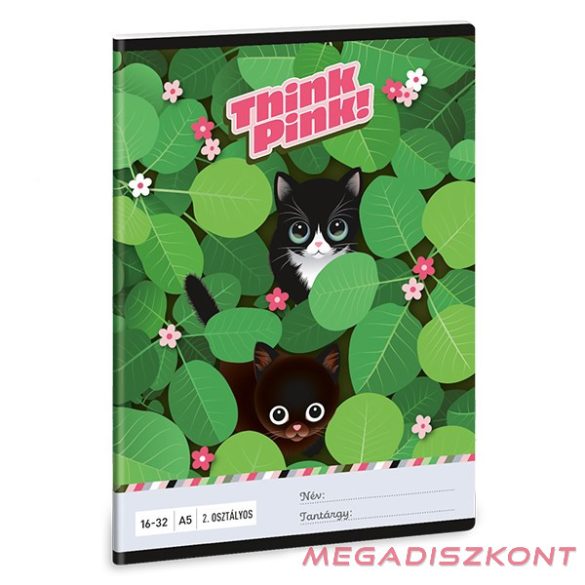 Füzet vonalas ARS UNA A/5 32 lapos 16-32 2.osztályos Think Pink