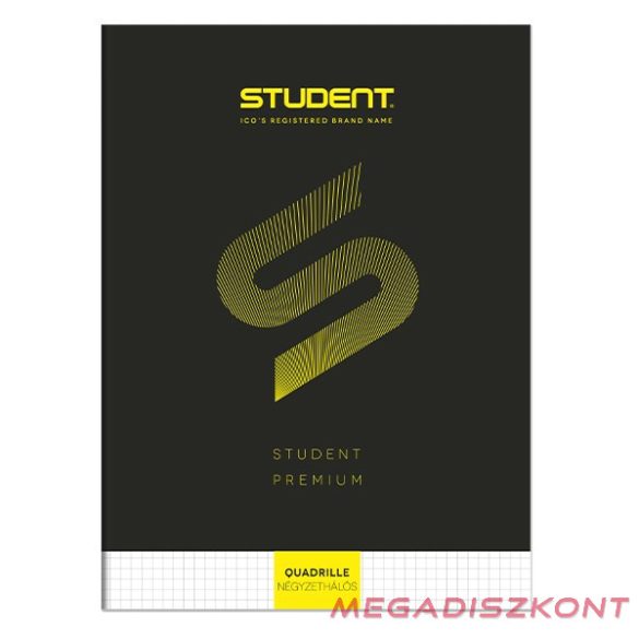 Füzet kockás ICO Student Black Prémium A/4 80 lapos