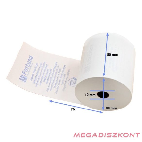 Thermo tekercs FORTUNA Premium 55 g 80x80mm/12 76 fm BPA mentes