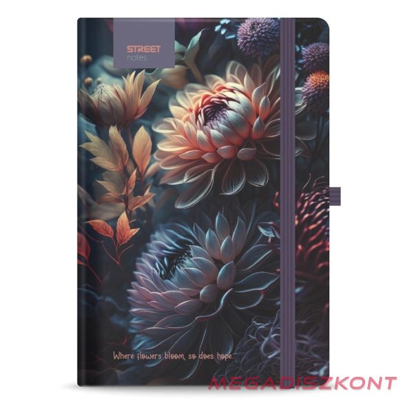 Notesz vonalas STREET Flowers Blossom A/5 96 lapos gumis keményfedelű