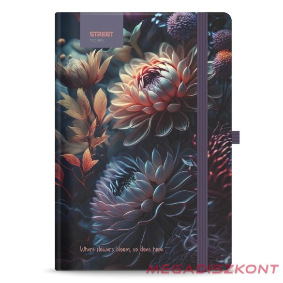 Notesz vonalas STREET Flowers Blossom A/5 96 lapos gumis keményfedelű