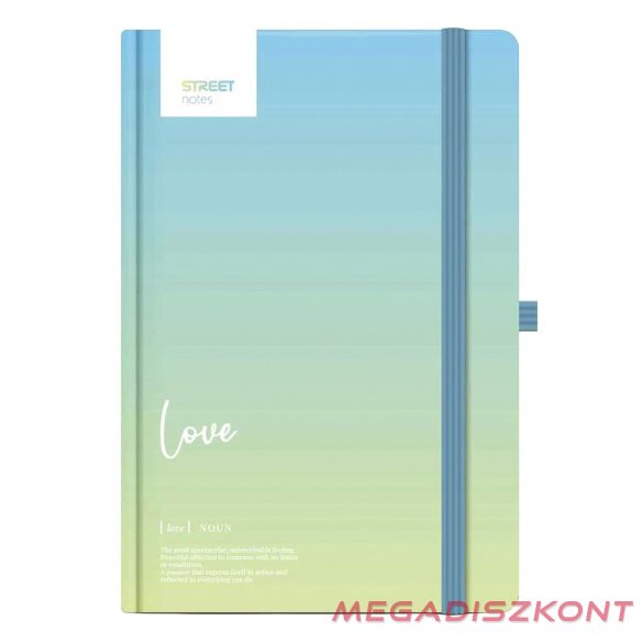 Notesz vonalas STREET Dictionary Love A/5 96 lapos gumis keményfedelű