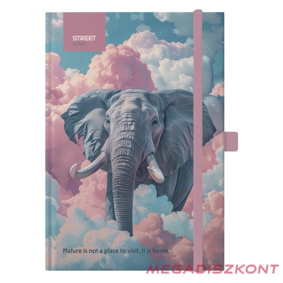 Notesz vonalas STREET Animals Edition Elephant A/5 96 lapos gumis keményfedelű