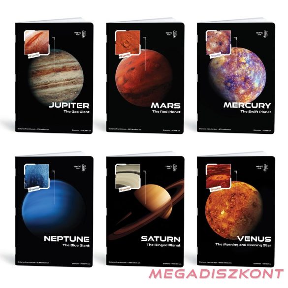 Füzet vonalas LIPAMILL A/4 40 lapos Planet vibe