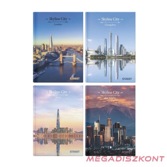 Beírókönyv kockás STREET A/4 96 lapos Skyline keményfedelű vegyes mintákkal