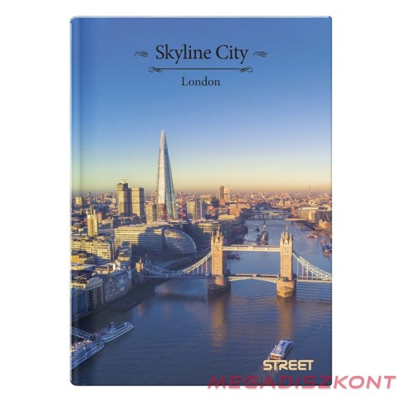 Beírókönyv vonalas STREET A/5 96 lapos Skyline keményfedelű vegyes mintákkal