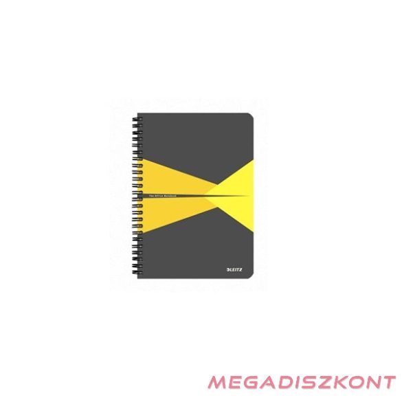 Spirálfüzet LEITZ Office A/5 PP borítóval 90 lapos kockás sárga