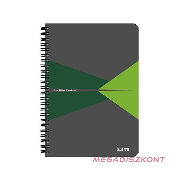 Spirálfüzet LEITZ Office A/5 karton borítóval 90 lapos kockás zöld