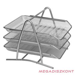 Irattartó tálca fémhálós 3 szintes ezüst