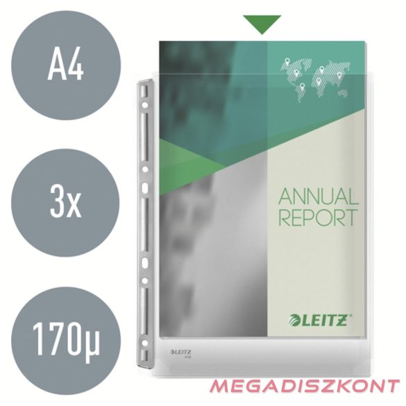 Lefűzhető genotherm LEITZ Jumbo A/4 170 mikron fémsínnel narancsos 3 darabos