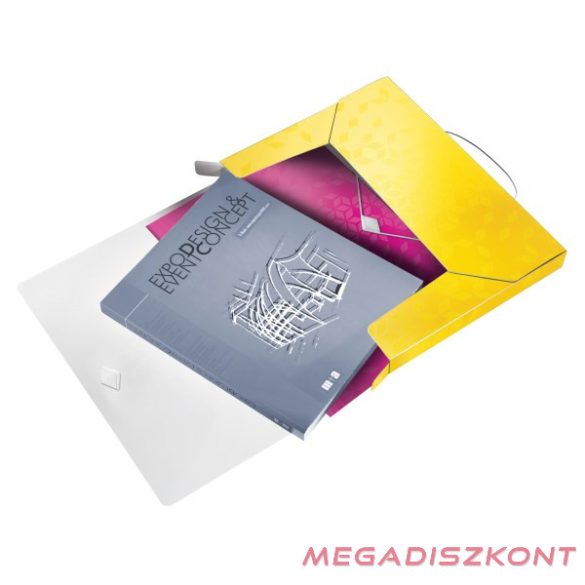 Gumis mappa LEITZ Wow Jumbo A/4 műanyag 30mm sárga