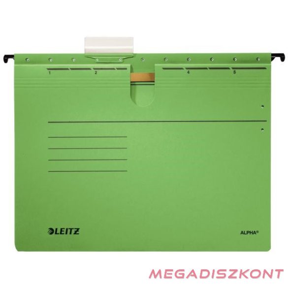 Függőmappa gyorsfűző szerkezettel LEITZ Alpha A/4 karton zöld 25 darabos