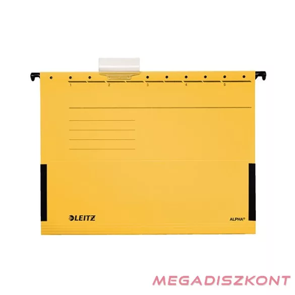 Függőmappa oldalvédelemmel LEITZ Alpha Standard A/4 karton sárga 25 darabos