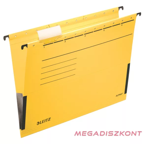 Függőmappa oldalvédelemmel LEITZ Alpha Standard A/4 karton sárga 25 darabos