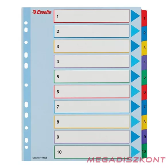 Regiszter ESSELTE A/4 maxi laminált karton újraírható 1-10