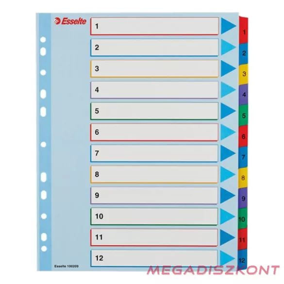Regiszter ESSELTE A/4 maxi laminált karton újraírható 1-12