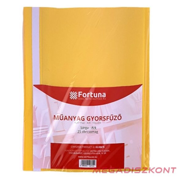 Gyorsfűző FORTUNA műanyag sárga 25 darabos