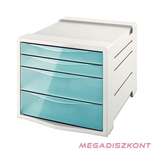 Irattároló ESSELTE Colour Breeze 4 fiókos műanyag áttetsző szürke/kék
