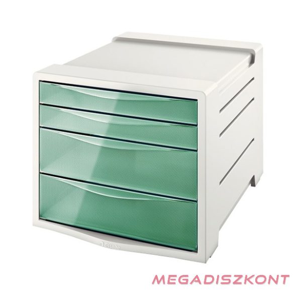 Irattároló ESSELTE Colour Breeze 4 fiókos műanyag áttetsző szürke/zöld