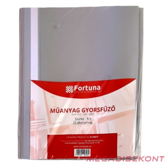 Gyorsfűző FORTUNA műanyag szürke 25 darabos