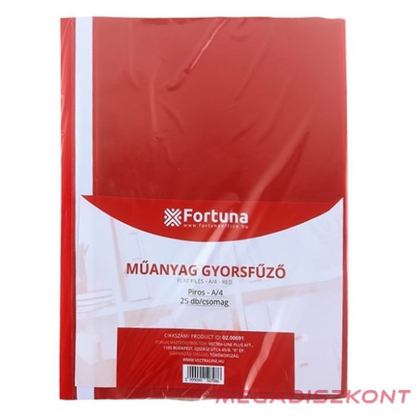 Gyorsfűző FORTUNA műanyag piros 25 darabos