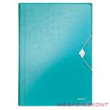 Harmónika mappa LEITZ Wow A/4 6 műanyag rekeszes jégkék