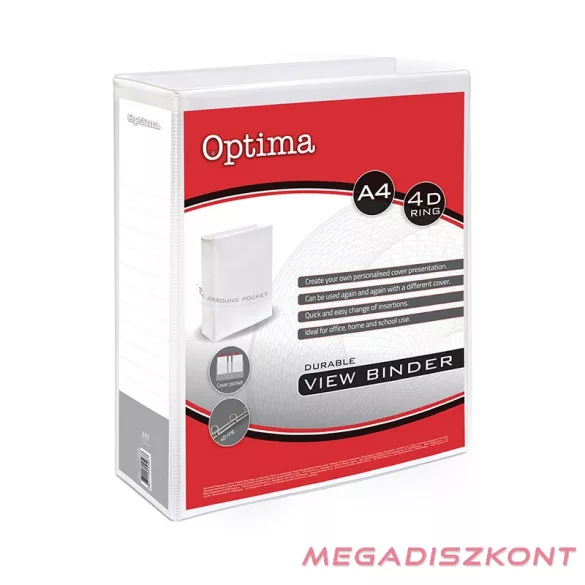 Gyűrűskönyv OPTIMA panorámás A/4 4 gyűrű 50mm fehér