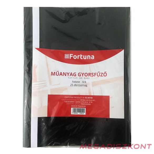 Gyorsfűző FORTUNA műanyag fekete 25 darabos