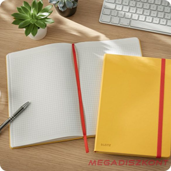 Beírókönyv kockás LEITZ B/5 80 lapos Cosy Soft Touch keményfedeles melegsárga