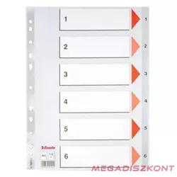 Regiszter ESSELTE A/4 műanyag 1-6 szürke