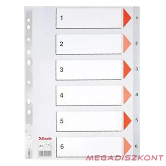 Regiszter ESSELTE A/4 műanyag 1-6 szürke