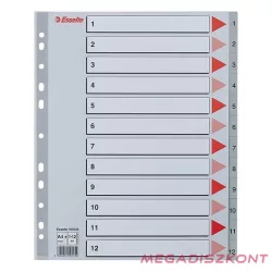 Regiszter ESSELTE A/4 maxi műanyag 1-12 szürke