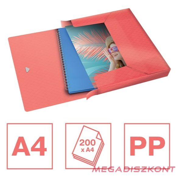 Gumis mappa ESSELTE Colour Breeze PP Jumbo A/4 25mm korall