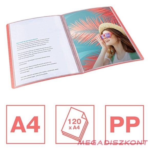 Iratvédő mappa ESSELTE Colour Breeze A/4 60 zsebes korall