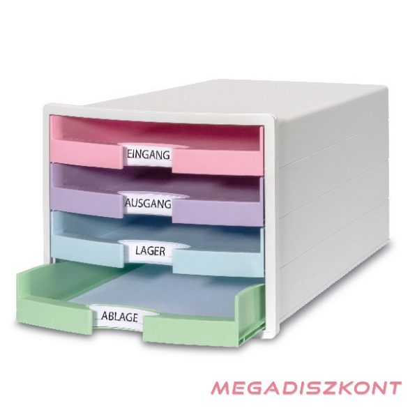 Irattartó HAN Impuls A4/C4 4 fiókos pasztell nyitott fiókkal fehér