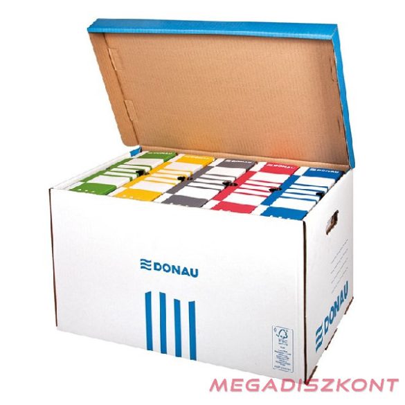 Archiváló konténer dobozoknak DONAU 555x370x315 mm felfelé nyíló tetővel kék