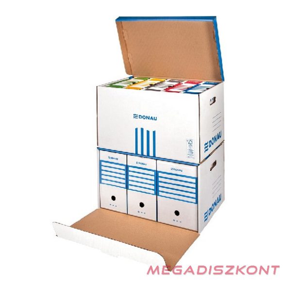 Archiváló konténer dobozoknak DONAU 555x370x315 mm felfelé nyíló tetővel kék