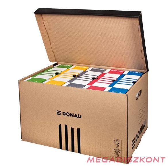 Archiváló konténer dobozoknak DONAU 555x370x315 mm felfelé nyíló tetővel barna