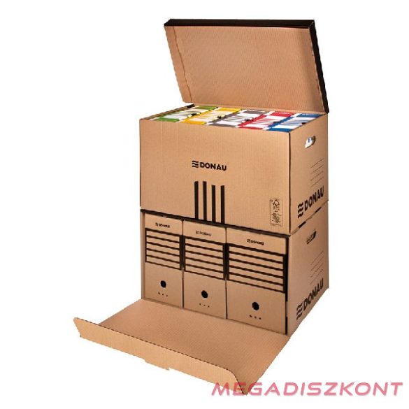 Archiváló konténer dobozoknak DONAU 555x370x315 mm felfelé nyíló tetővel barna